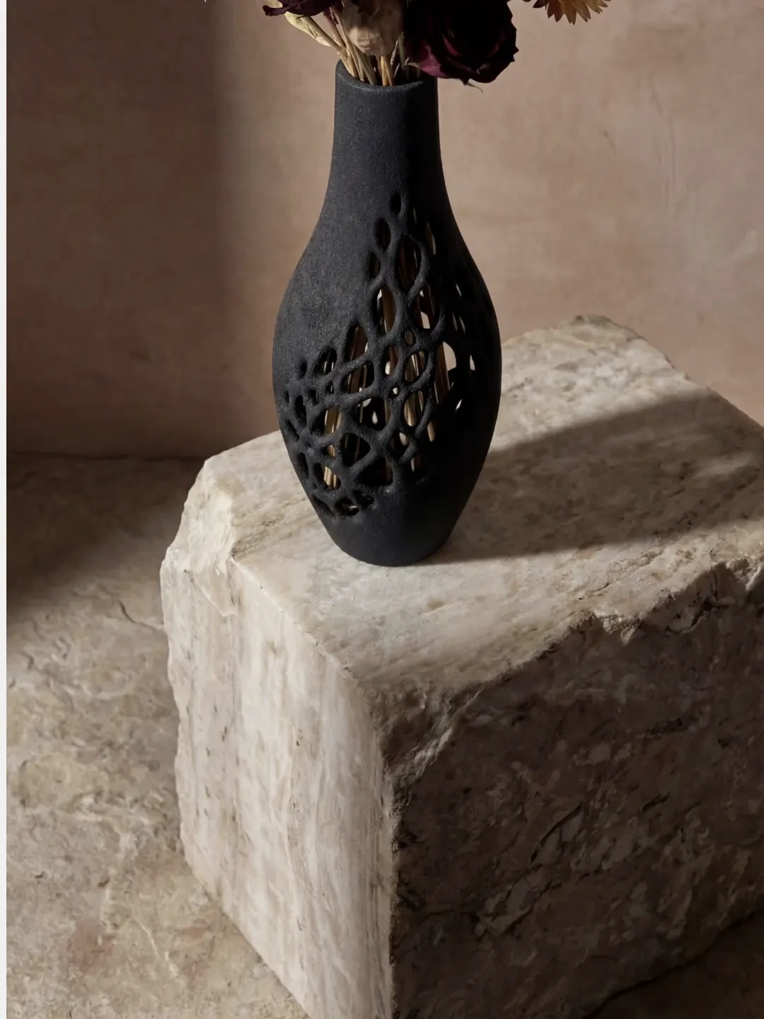 Erode Vessel V2 Vase, quartz sand, by Rollo Studio, view 5