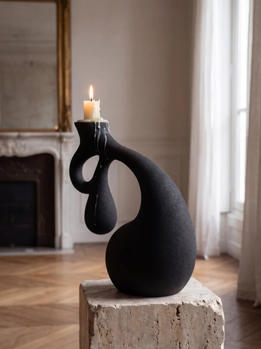 Lull Candleholder, quartz sand, by Rollo Studio, view 6