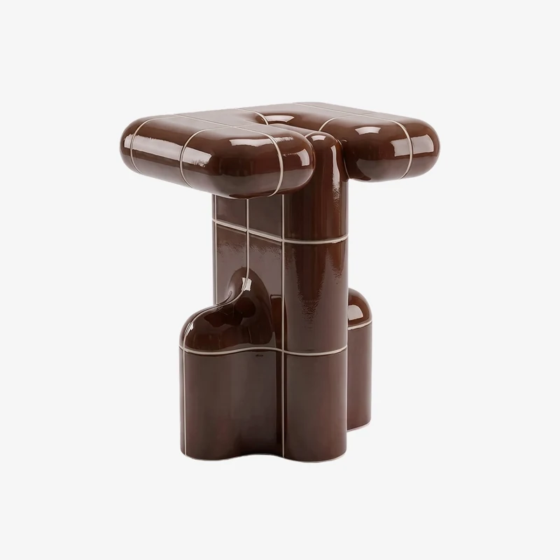 U·001 side table in Cacao (RAL 050 30 20), glossy hand-finished, Rollo Studio