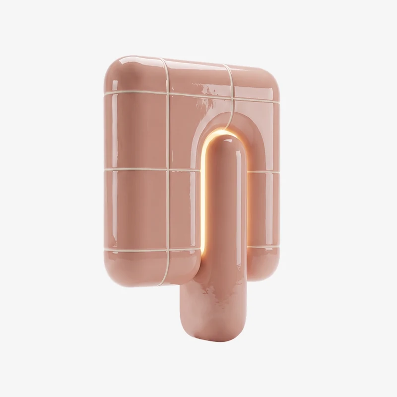 U·013 wall lamp in Blush (RAL 030 70 30), glossy hand-finished, Rollo Studio