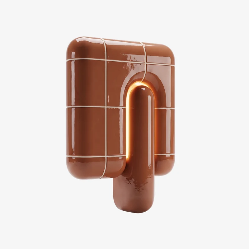 U·013 wall lamp in Brick (RAL 050 50 40), glossy hand-finished, Rollo Studio