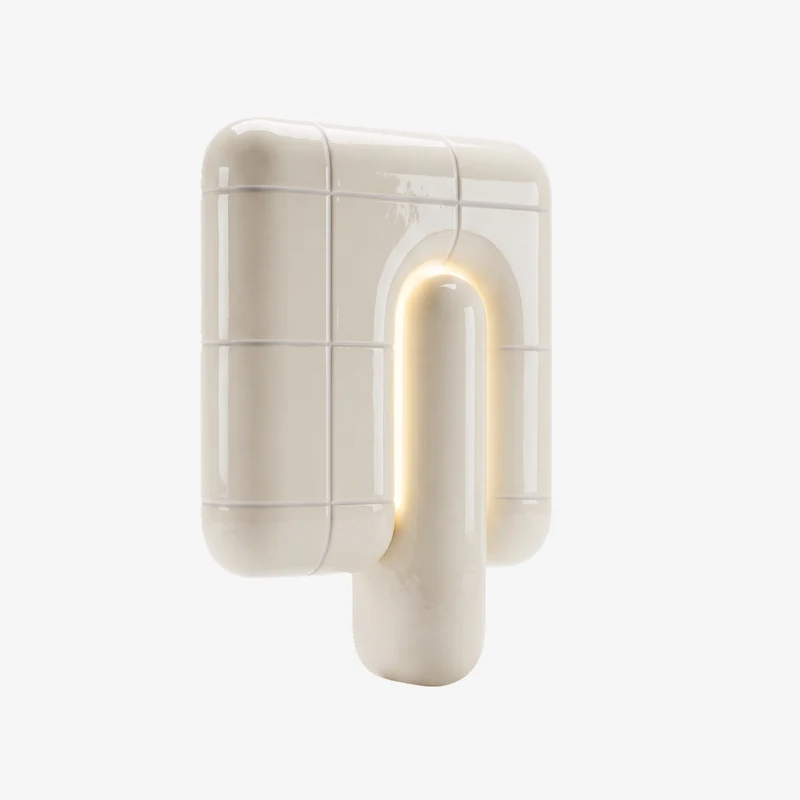 U·013 wall lamp in Cream (RAL 9001), glossy hand-finished, Rollo Studio
