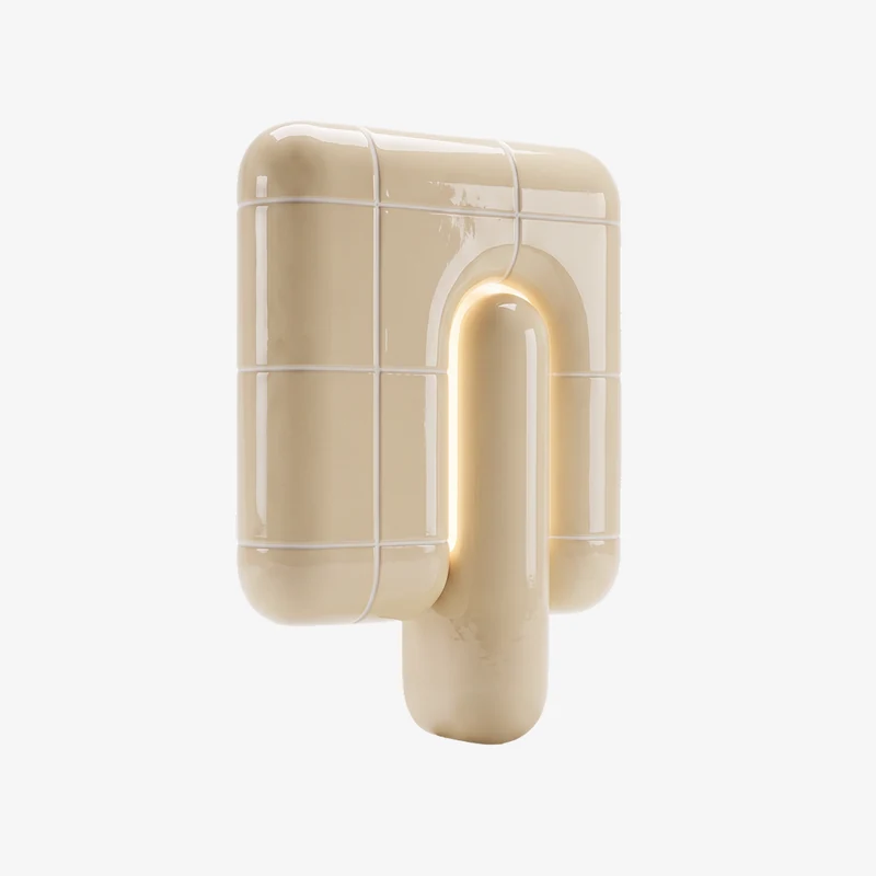 U·013 wall lamp in Ivory (RAL 1015), glossy hand-finished, Rollo Studio