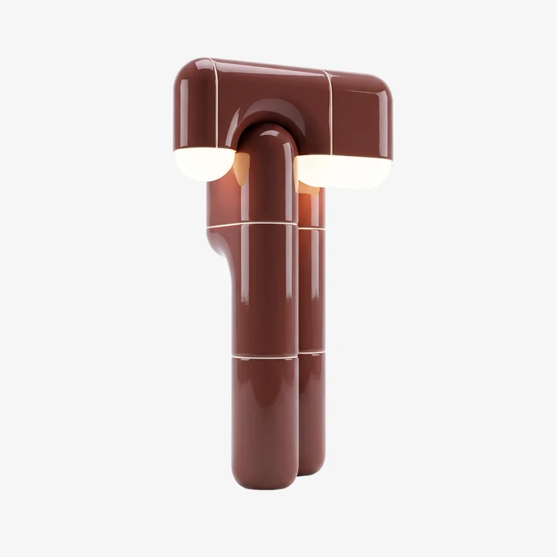 U·016 table lamp in Garnet (RAL 030 40 30), glossy hand-finished, Rollo Studio