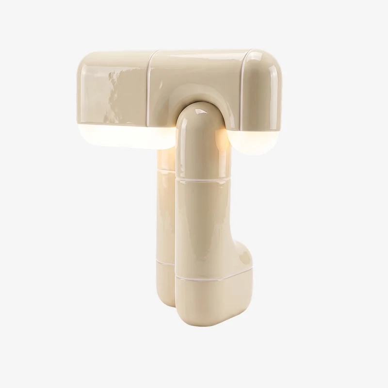 U·018 table lamp in Ivory (RAL 1015), glossy hand-finished, Rollo Studio
