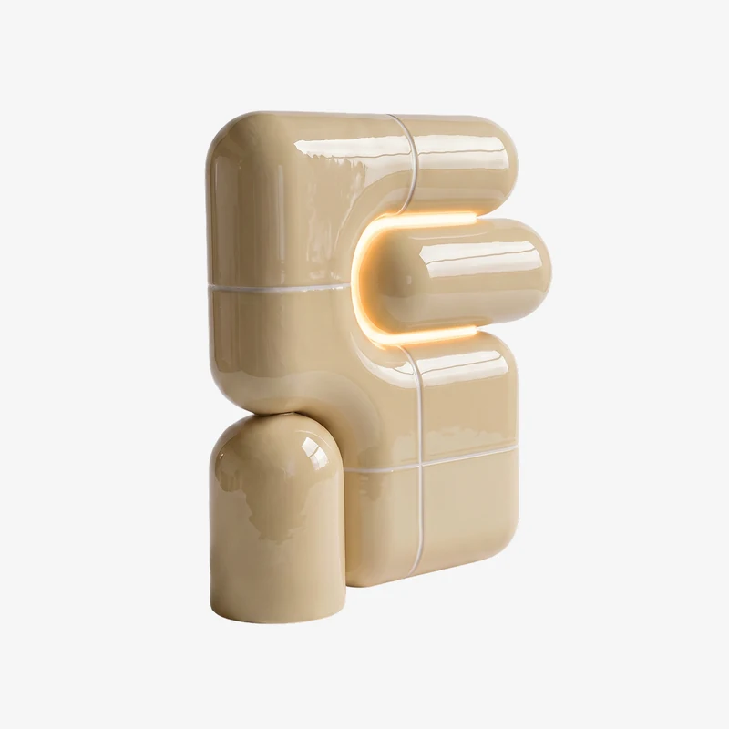 U·021 ambient lamp in Dune (RAL 1001), glossy hand-finished, Rollo Studio